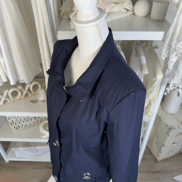 Mackintosh New England navy blue sz. Medium, demure feminine light jacket #3750 - Picture 6 of 9
